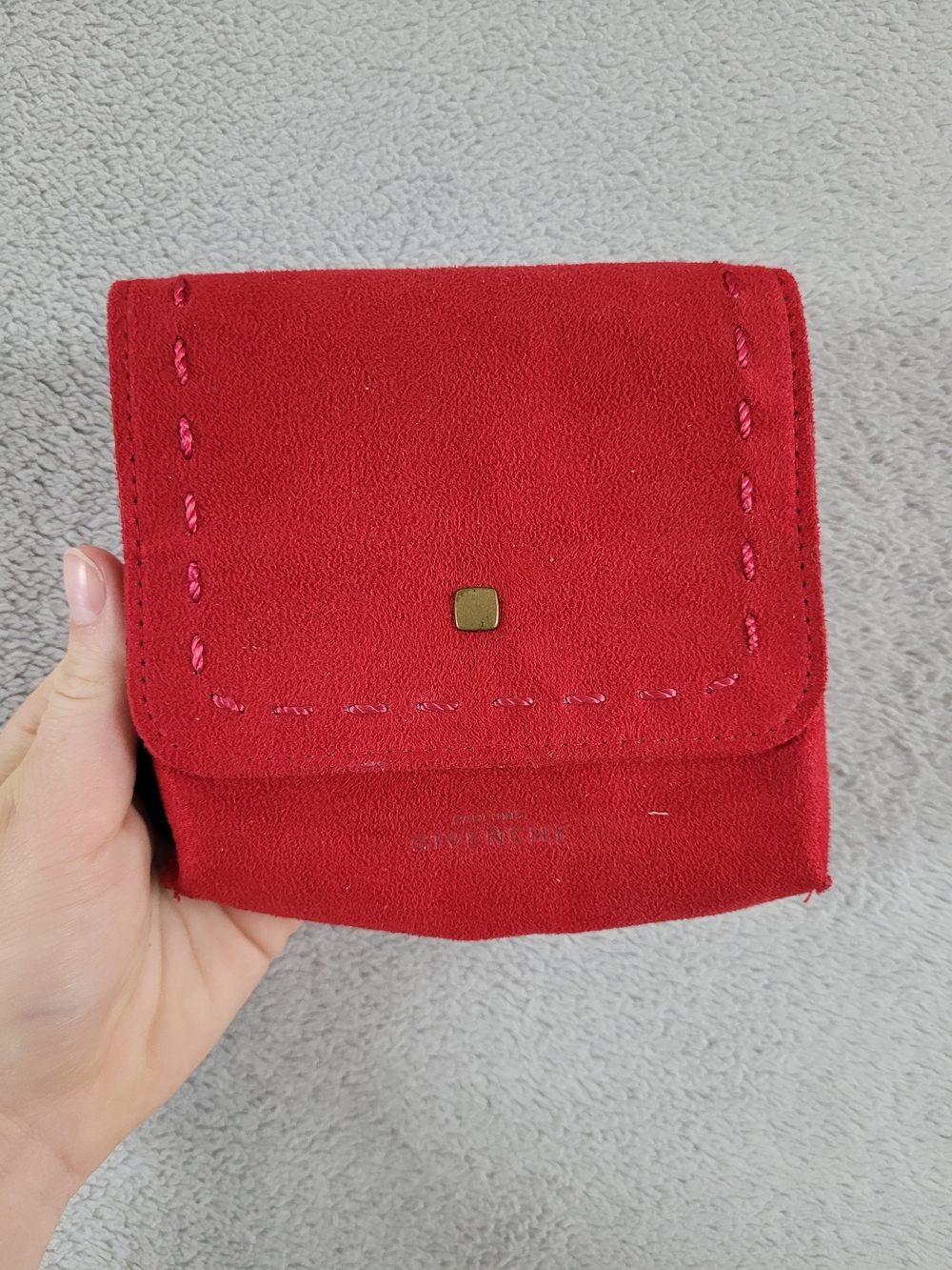Givenchy Red Suede Small Foldover Jewelry Pouch